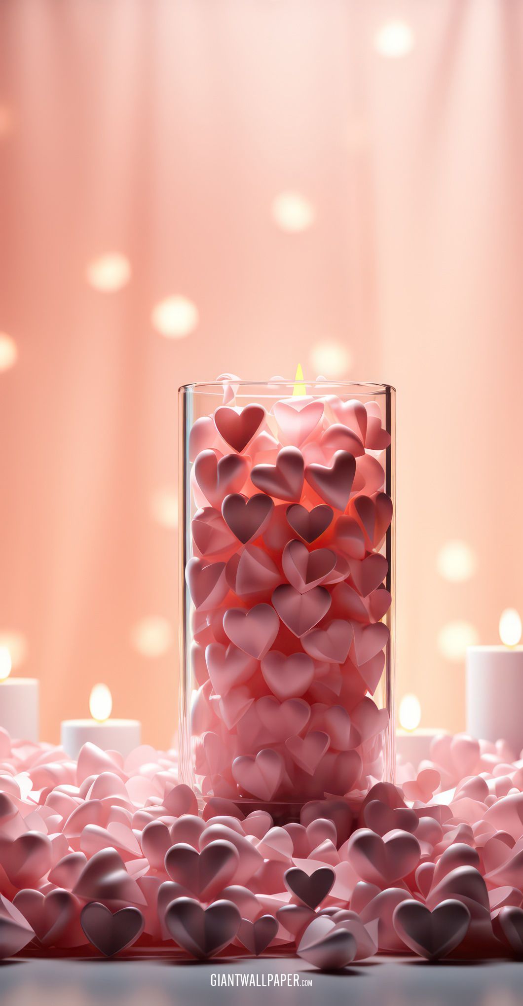 Pink Hearts in the Glass