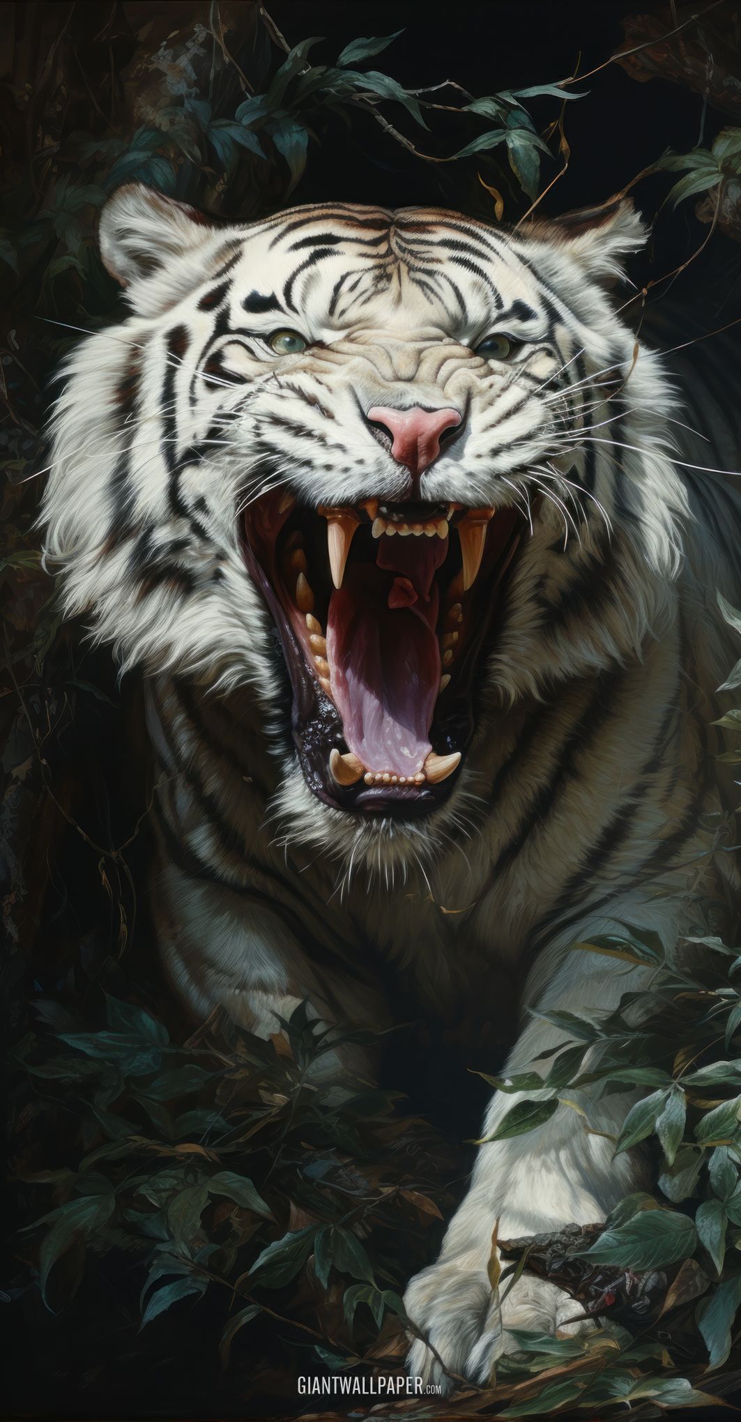 Roaring White Tiger