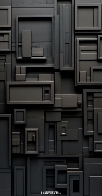 An artistic representation of interconnected black blocks in an abstract arrangement, exploring minimalistic design and visual depth.