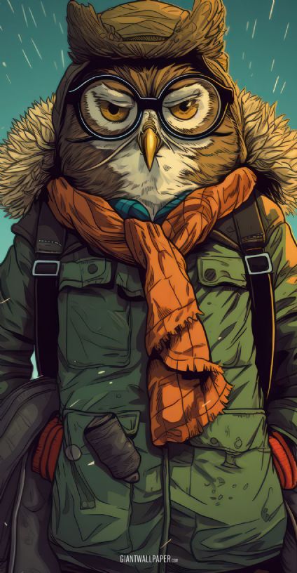 An adorable image of a wise owl dressed in a green jacket and wearing glasses, making a smart and fashionable statement with its trendy eyewear