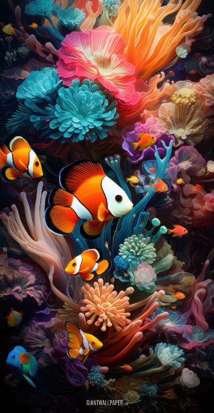 Discover the enchanting world beneath the waves with cute clownfish gracefully swimming under the sea. This vibrant underwater scene showcases the colorful marine life and the beauty of a tropical coral reef.