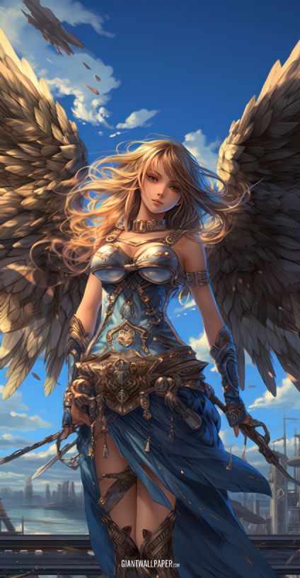 A captivating image featuring an ethereal anime angel girl with graceful wings, showcasing the enchanting beauty of celestial characters in artistic form.