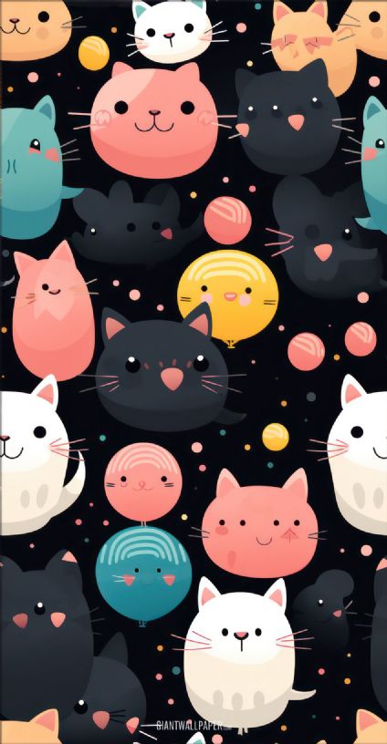 Kittens cartoon on a dark background - a cute and playful feline illustration