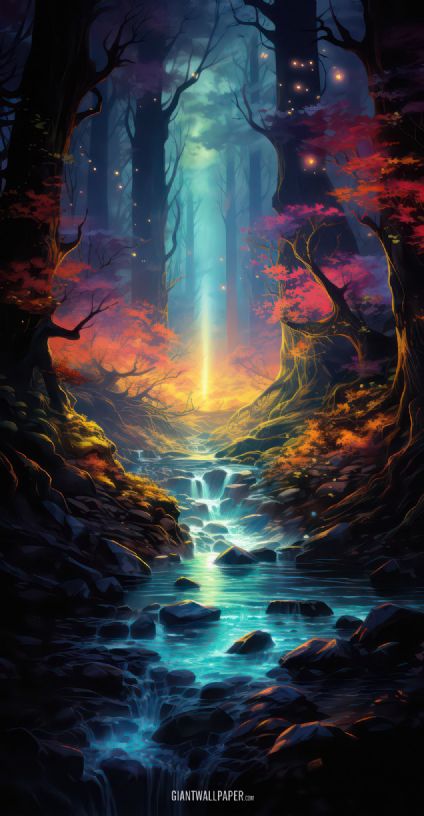 Enchanting aura light in the forest - a magical and mystical scene