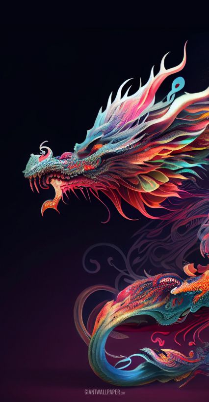 Dragon, colorful, vibrant hues, mythical, colorful fantasy