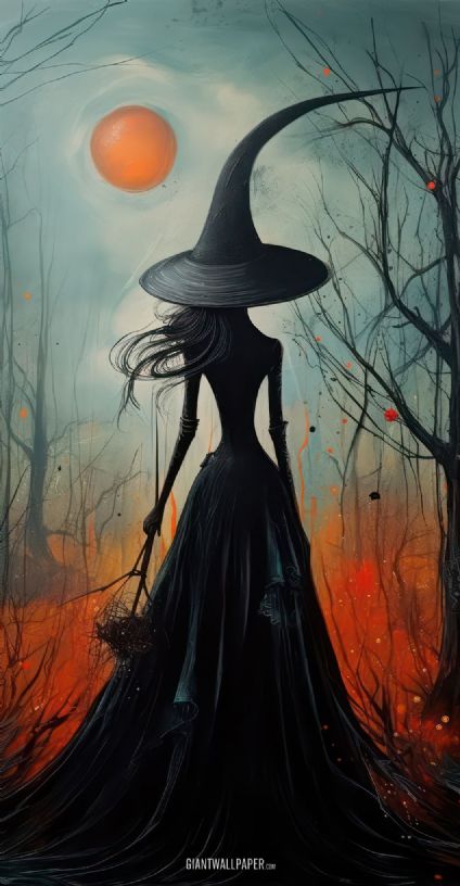 Mysterious back of a witch - an enigmatic and bewitching presence