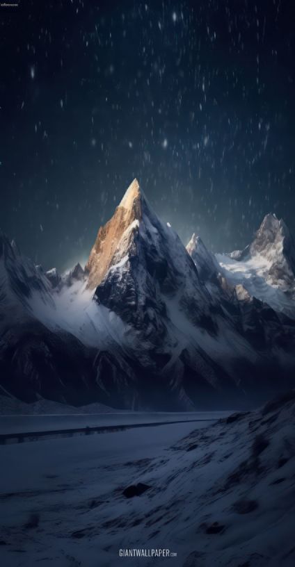 Snow Mountain in the Night