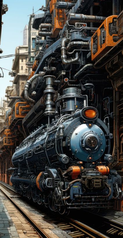 Embark on a neon-lit journey with this cyberpunk train portrait, showcasing futuristic transportation at its finest. This sci-fi locomotive is a technological marvel that glides through a modern cityscape, brought to life through mesmerizing digital art.