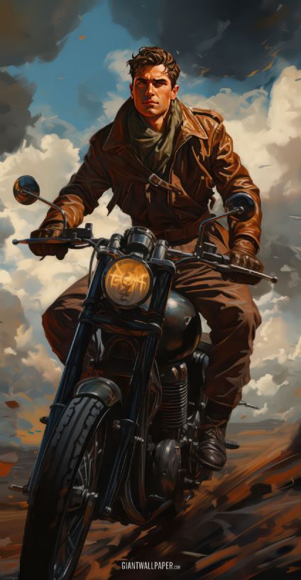 Pilot Riding Bike, Motorcycle, Man, Male, leather Jacket