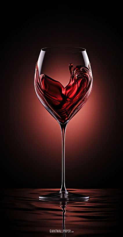 Heart-shaped Wine Glass, Red, Romance, Romantic, Drink