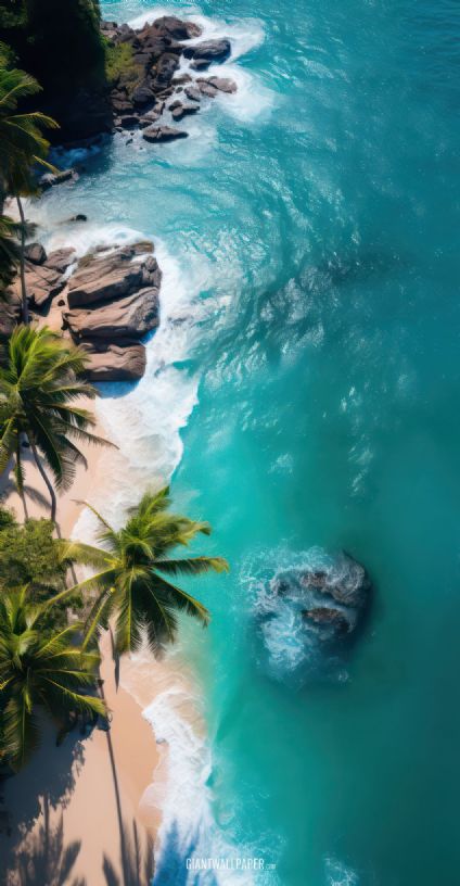 A mesmerizing image offering a birds-eye view of the stunning Phuket beach, showcasing the pristine shores, turquoise waters, and vibrant coastal beauty from a unique perspective.