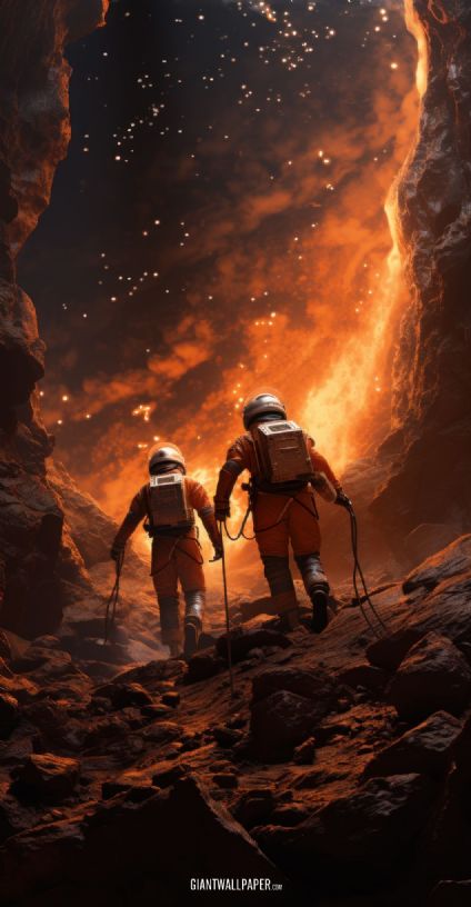 Two astronauts walking on Mars - an awe-inspiring and futuristic space exploration scene