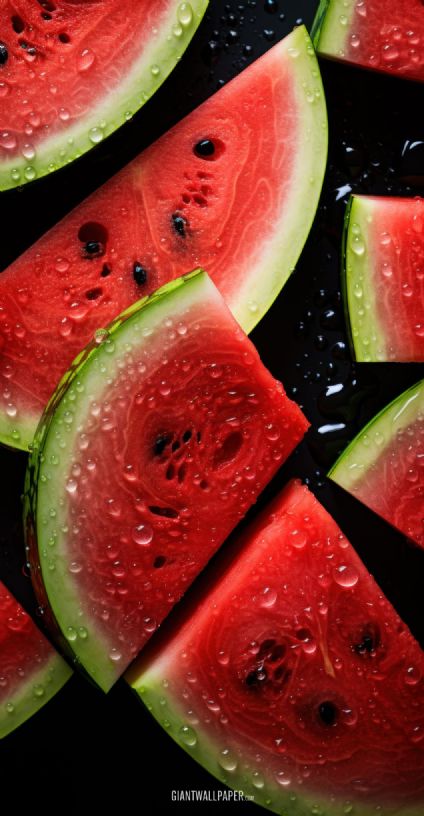 A mouthwatering delight awaits as a fresh watermelon is cut open, revealing its juicy and ripe interior, a refreshing and healthy summertime treat that is both delicious and hydrating, gifted by nature itself.