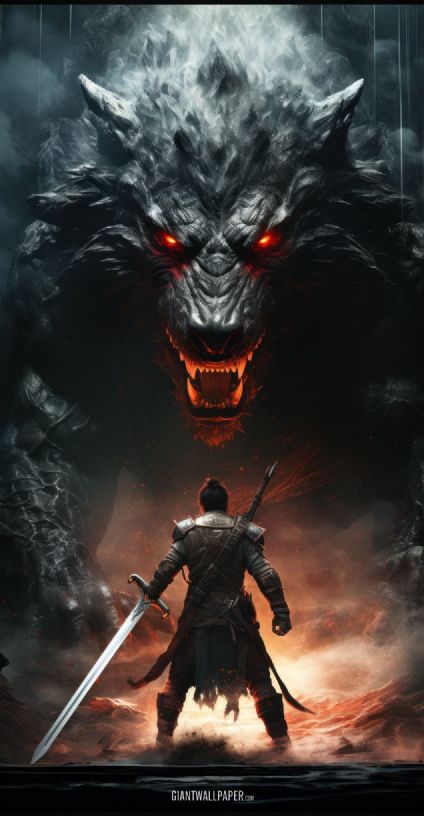 In an epic clash of bravery, a fearless beast hunter faces off against a formidable enemy, embodying the spirit of courage and adventure in a dangerous and action-packed encounter.