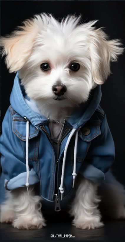 Bichon Dog in Blue Jean, Mini Maltese, Puppy, Dog, Animal, Pet