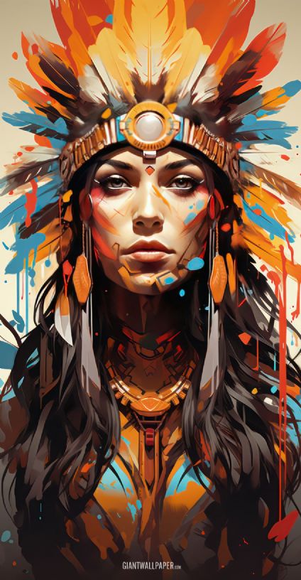 Native American Woman, Colorful