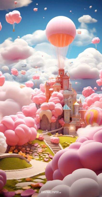 A captivating image showcasing a delightful town adorned with an abundance of pink balloons, creating a whimsical and joyful atmosphere.