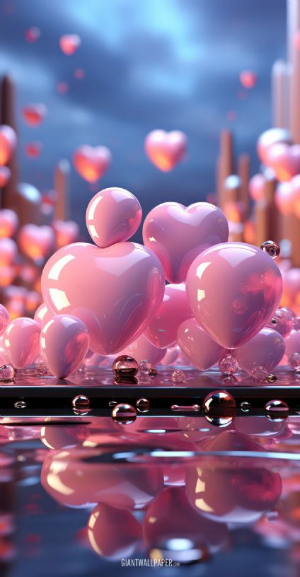 Pink Heart Bubbles