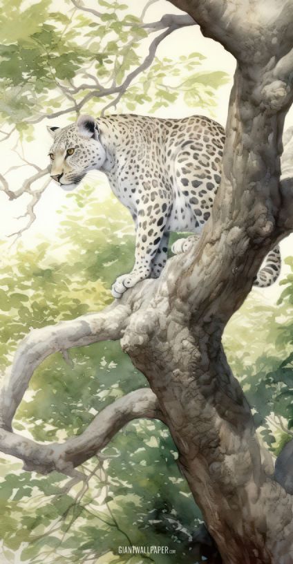 A striking image of a majestic leopard resting regally on a tree branch, showcasing the inherent grace and power of this magnificent big cat