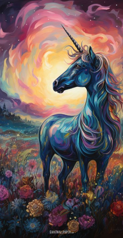 Unicorn in the dark night - a mystical and enchanting fantasy creature