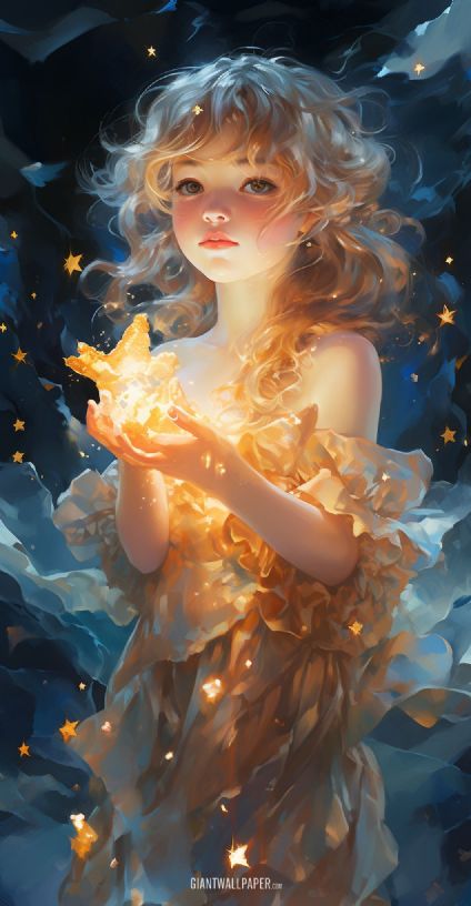 Girl playing with stars - a whimsical and magical imagination