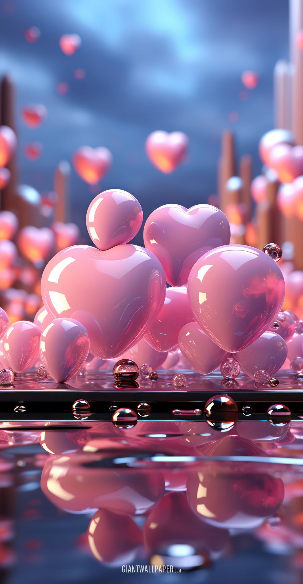 Pink Heart Bubbles